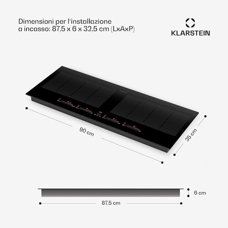 Masterzone 90 Slim Flex piano cottura a induzione, incasso, 4 zone di cottura, 2 zone Flex, ThermoBoost, tecnologia Smart Flex, max. 7200 Watt 
