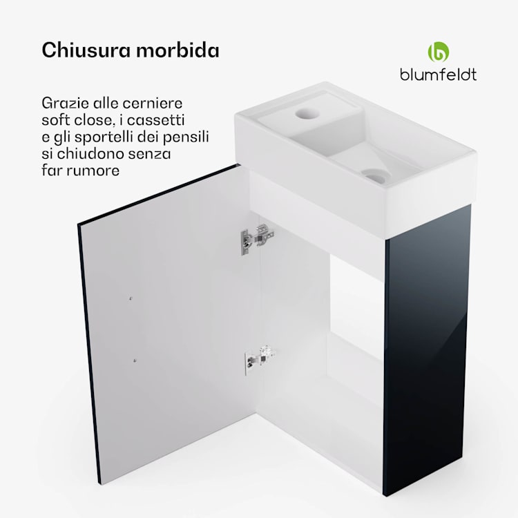 Johnstone portalavabo, mobiletto per il bagno, armadietto da bagno, 40 cm, con lavabo in ceramica, funzione soft close, spazio per riporre gli oggetti, splendente 