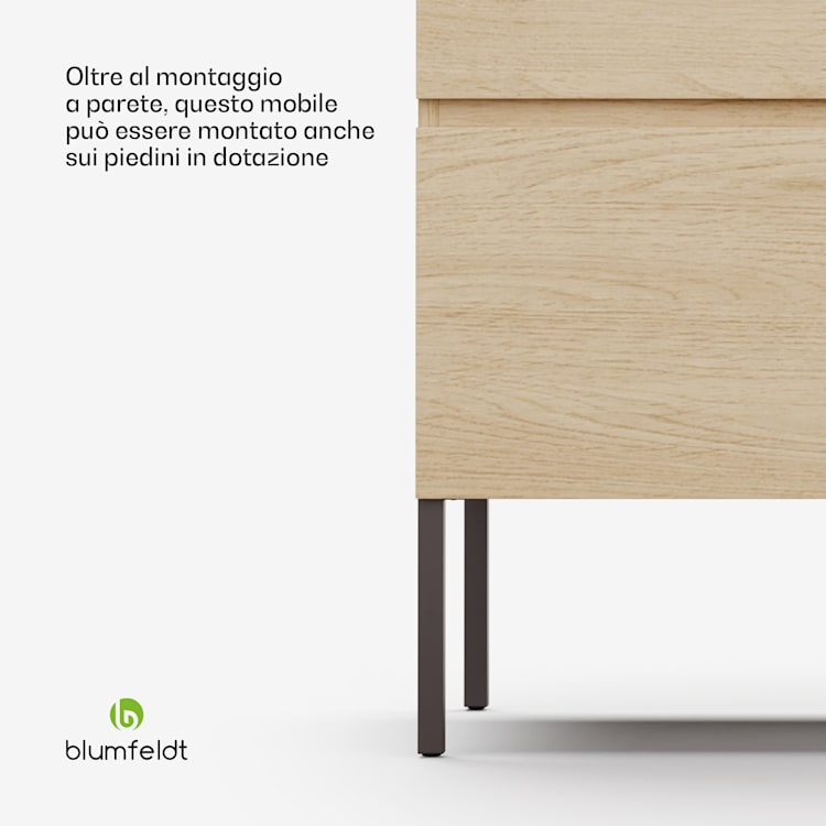 Johnstone portalavabo, mobiletto per il bagno, armadietto da bagno, 80 cm, con lavabo in ceramica, funzione soft close, 2 cassetti, pratico spazio per riporre gli oggetti, legno naturale 80_cm