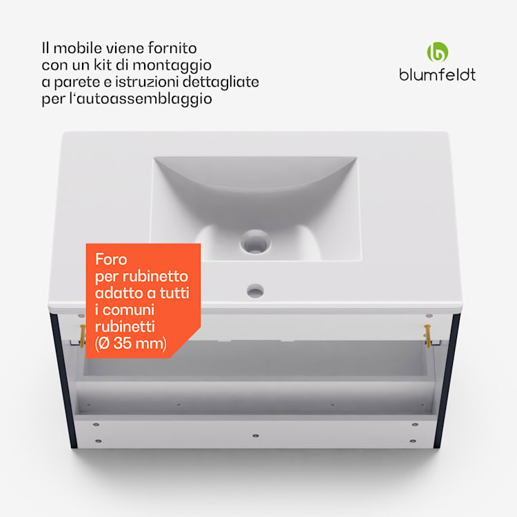 Johnstone portalavabo, mobiletto per il bagno, armadietto da bagno, 80 cm, con lavabo in ceramica, funzione soft close, 2 cassetti, pratico spazio per riporre gli oggetti, splendente 80_cm | Antracite