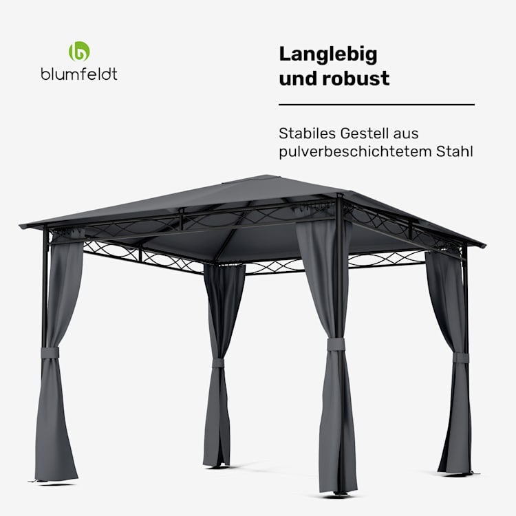 Mondo gazebo da giardino tendone per feste acciaio poliestere grigio scuro 3 x 3 m | Grigio Scuro