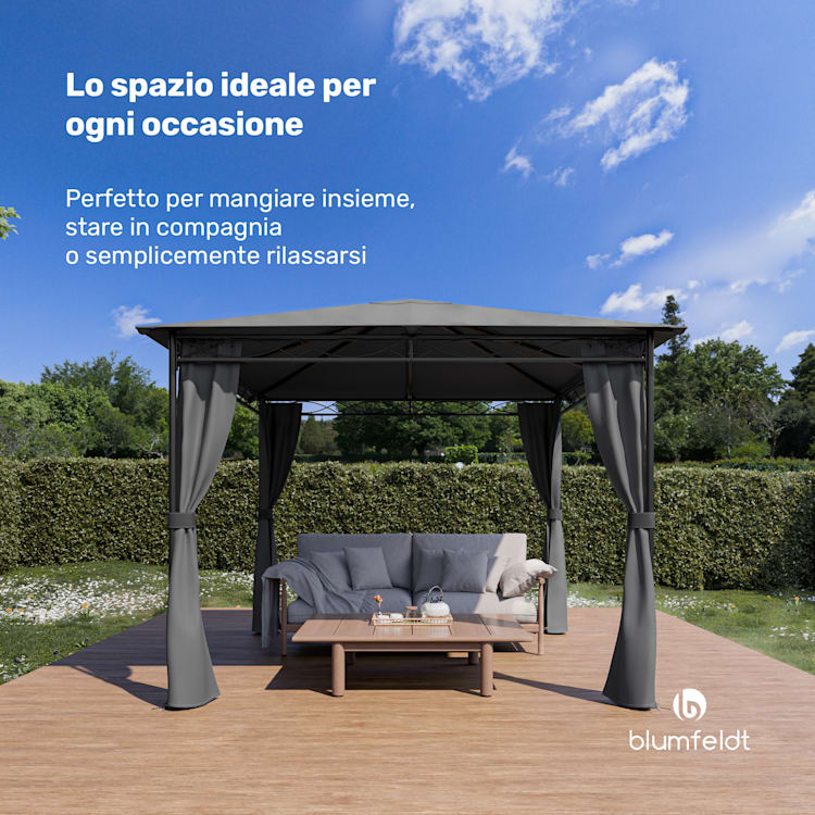 Mondo gazebo da giardino tendone per feste acciaio poliestere grigio scuro 3 x 3 m | Grigio Scuro