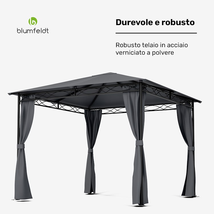 Mondo gazebo da giardino tendone per feste acciaio poliestere grigio scuro 3 x 3 m | Grigio Scuro