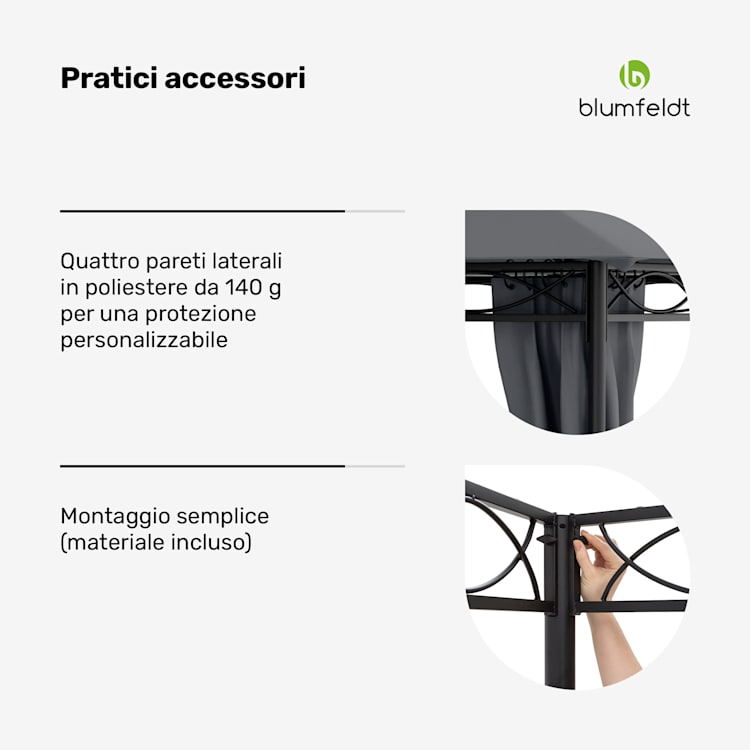 Mondo gazebo da giardino tendone per feste acciaio poliestere grigio scuro 3 x 3 m | Grigio Scuro