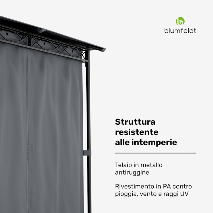 Mondo gazebo da giardino tendone per feste acciaio poliestere grigio scuro 3 x 3 m | Grigio Scuro