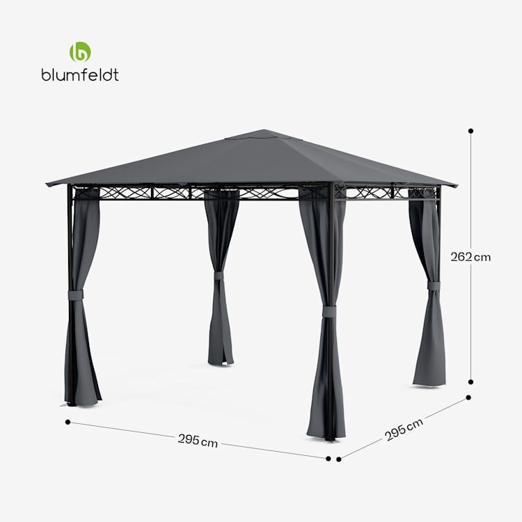 Mondo gazebo da giardino tendone per feste acciaio poliestere grigio scuro 3 x 3 m | Grigio Scuro
