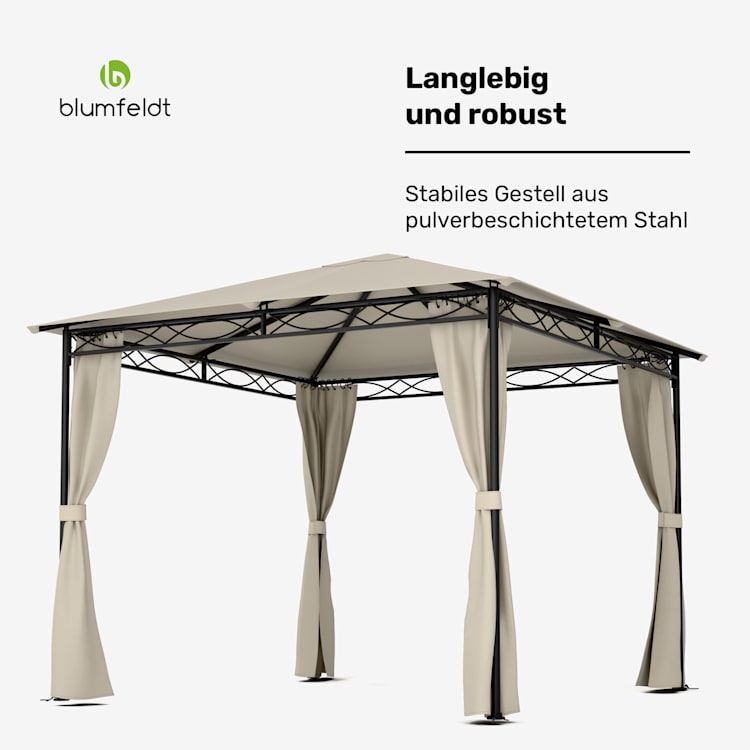 Mondo gazebo da giardino tendone per feste 295x262x295 acciaio poliestere beige 3 x 3 m | Beige
