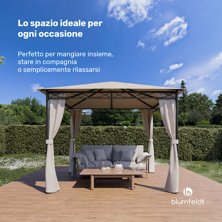 Mondo gazebo da giardino tendone per feste 295x262x295 acciaio poliestere beige 3 x 3 m | Beige