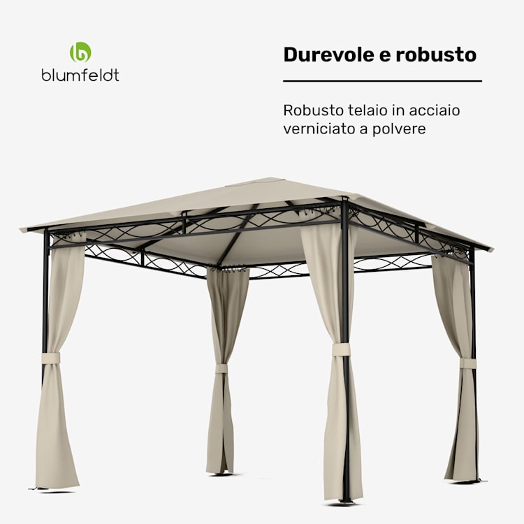 Mondo gazebo da giardino tendone per feste 295x262x295 acciaio poliestere beige 3 x 3 m | Beige