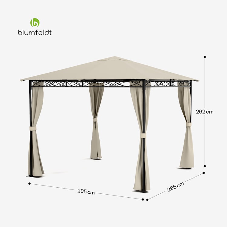 Mondo gazebo da giardino tendone per feste 295x262x295 acciaio poliestere beige 3 x 3 m | Beige