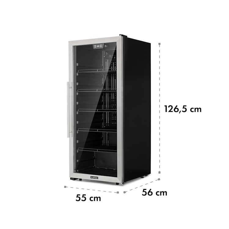 Beersafe 7XL - Frigorifero, 242 litri, 5 ripiani, sportello panoramico in vetro, acciaio inox 242 Ltr | Acciaio inox