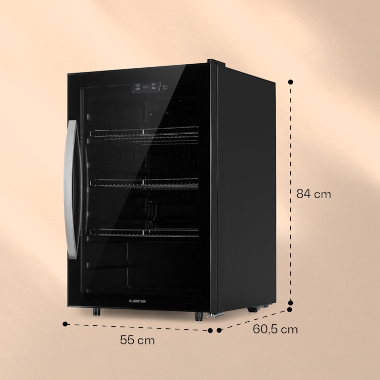 Beersafe 5XL Kühlschrank 148 Liter 3 Böden Panoramaglastür Edelstahl 