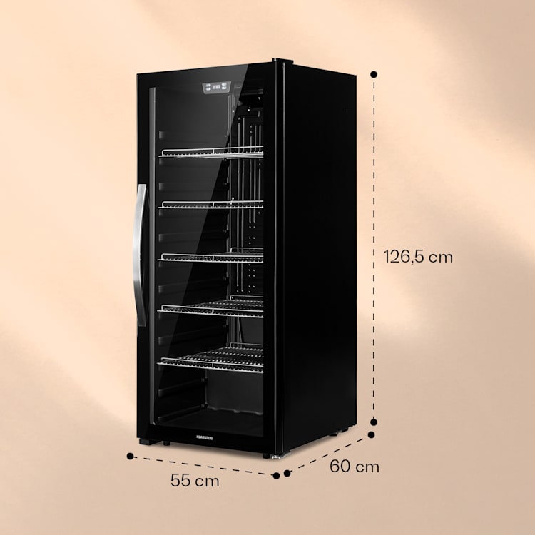 Beersafe 7XL Kühlschrank 242 Liter 5 Böden Panoramaglastür Edelstahl 242 Ltr | Onyx