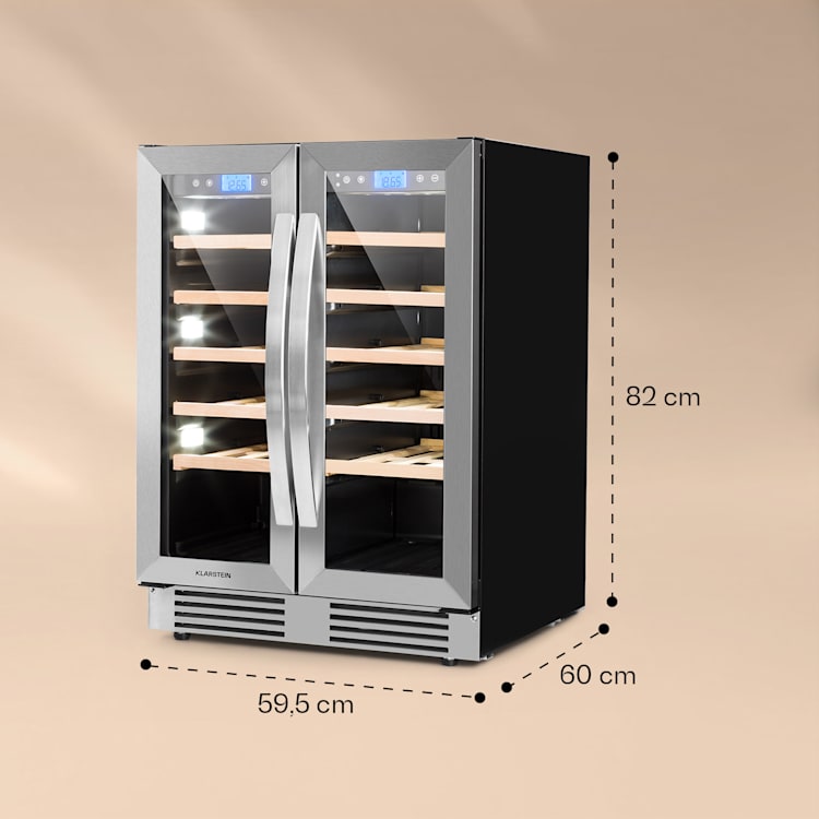 Vinovilla 42 Twin Built-In Duo Weinkühlschrank 2 Zonen 126l 42 Fl Glas 42 Flaschen | 2 Kühlzonen | Edelstahl