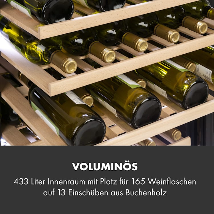 Vinovilla Grande 165 Built-in Uno Onyx Weinkühlschrank 433 Ltr 165 Fl. 165 Flaschen | 1 Kühlzone | Schwarz
