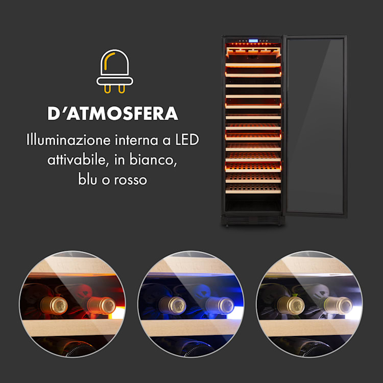 Cantinetta-frigo per vini Vinovilla Grande 165 Built-in Uno Onyx 165 bottiglie  | 1 zona di raffreddamento | Nero
