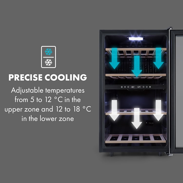 Vinamour 45 Duo wijnkoelkast 2 zones 118 ltr / 45 fl 5-18 °C 45 flessen | 2 koelzones | Roestvrij Staal