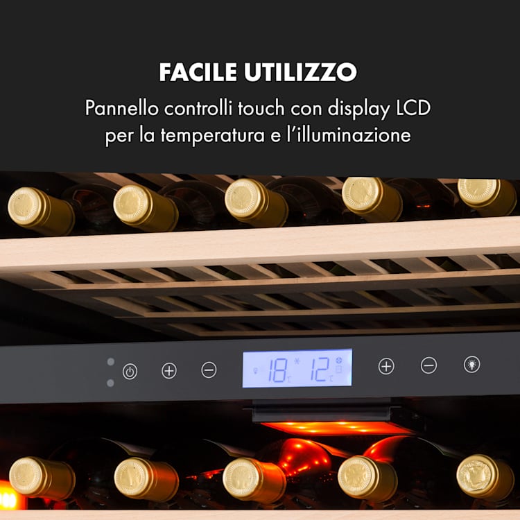 Cantinetta-frigo per vini Vinovilla Grande 162 Built-in Uno Onyx - 425 litri 162 bottiglie 165 bottiglie  | 2 zone di raffreddamento | Nero