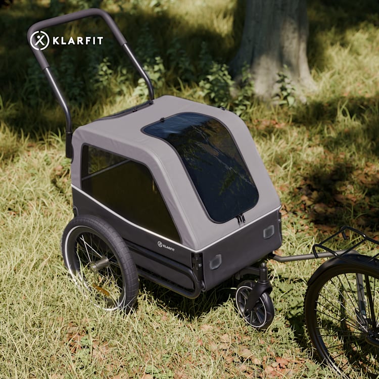 Goldie S Hybrid - Rimorchio da bici per cani di piccola/media taglia, rete in poliestere, copertura con finestra 