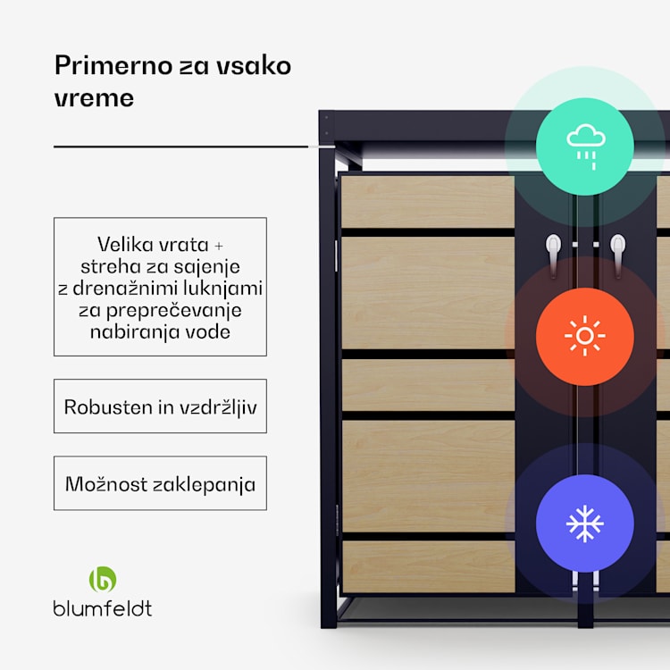 BinSafe kontajner za smeti, 2 koša za odpadke, 240 L, vremensko odporna streha za sajenje iz pocinkanega jekla, ki jo je mogoče zakleniti 