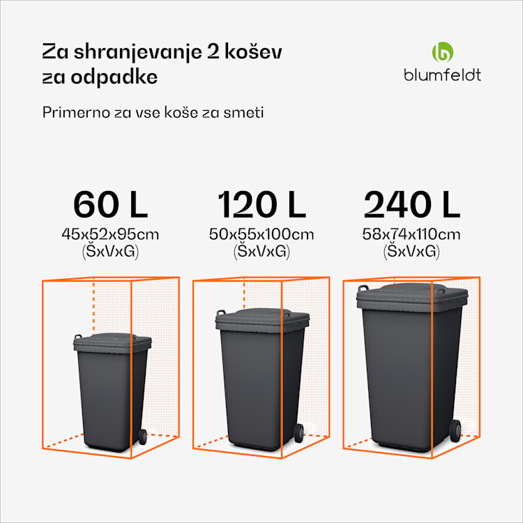 BinSafe kontajner za smeti, 2 koša za odpadke, 240 L, vremensko odporna streha za sajenje iz pocinkanega jekla, ki jo je mogoče zakleniti 