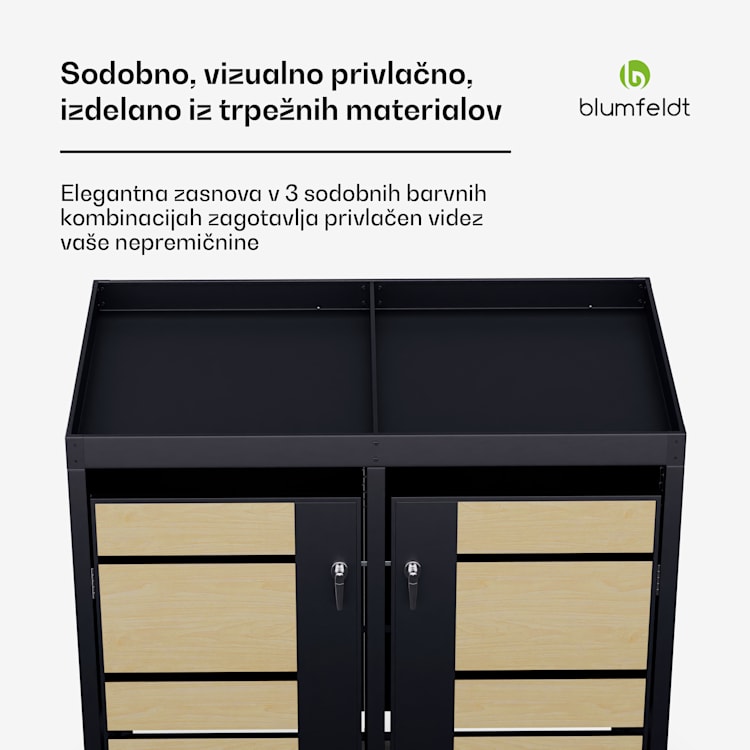 BinSafe kontajner za smeti, 2 koša za odpadke, 240 L, vremensko odporna streha za sajenje iz pocinkanega jekla, ki jo je mogoče zakleniti 