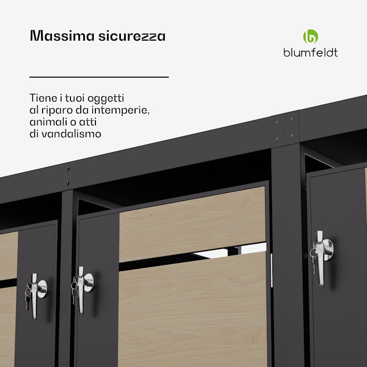 BinSafe - Cassetta per 3 bidoni dei rifiuti 240 L, resistente alle intemperie, con lucchetto, tetto piantumabile, in acciaio galvanizzato 