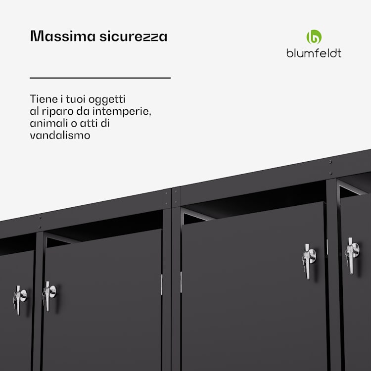 BinSafe - Cassetta per 4 bidoni dei rifiuti fino a 240 L, resistente alle intemperie, con lucchetto, tetto piantumabile, in acciaio galvanizzato 