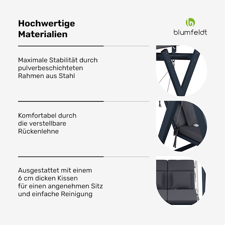 FlexiSwing Balancelle hollywoodienne 2 places dossier réglable + protection solaire résistant aux intempéries 2 places | Anthracite