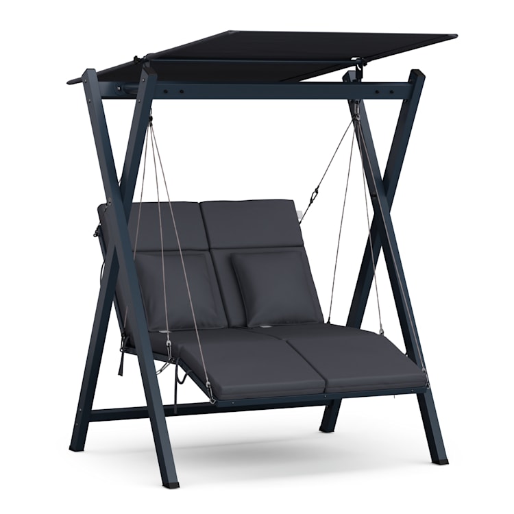 FlexiSwing Balancelle hollywoodienne 2 places dossier réglable + protection solaire résistant aux intempéries 2 places | Anthracite