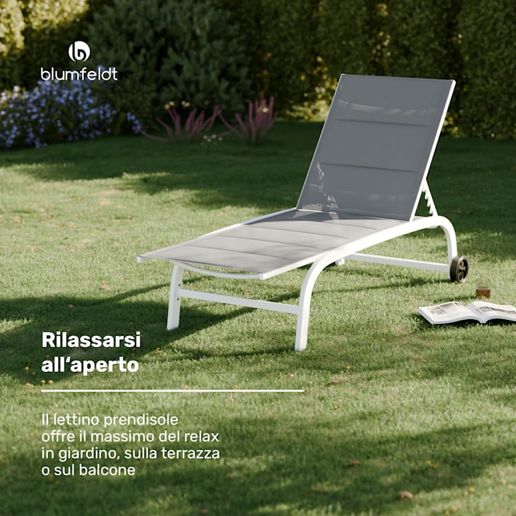 Lounger Limala XXL - Sedia a sdraio, capacità di carico di 160 kg, schienale regolabile su 5 livelli, ruote Grigio medio