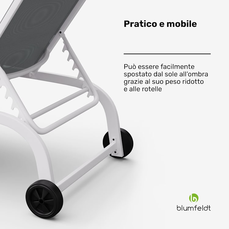 Lounger Limala XXL - Sedia a sdraio, capacità di carico di 160 kg, schienale regolabile su 5 livelli, ruote Grigio medio