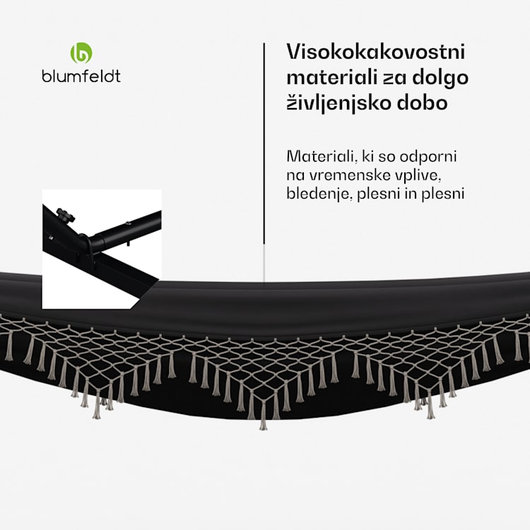 SwayStation Boho viseča mreža, 320 x 116 cm, odporna na vremenske vplive, odporna na rjo 320 cm | Temno siva