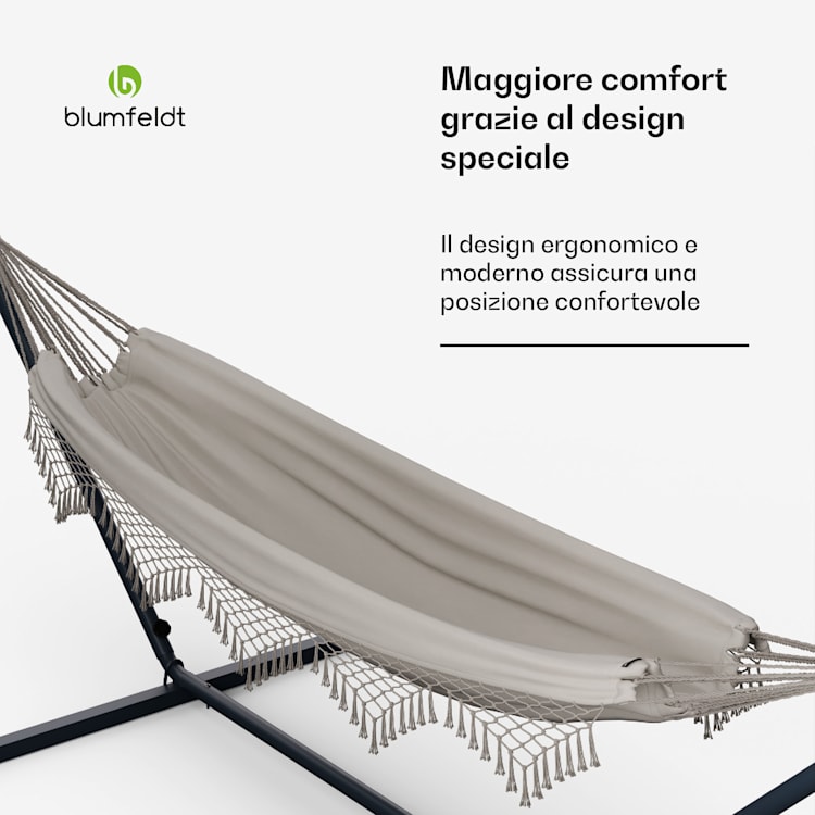 SwayStation Boho - Amaca | 400 x 116 cm | Resistente alle intemperie | Antiruggine 400 cm | Crema