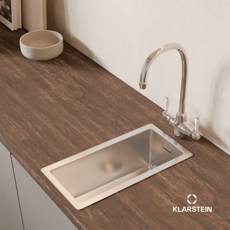 TitanSteel - Lavello da cucina da 45 x 23 cm (Lung.xLarg.) in acciaio inox con superficie antigraffio e resistente al calore 18 x 40 cm | Acciaio inox