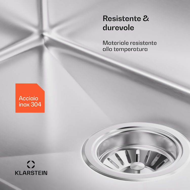 TitanSteel - Lavello da cucina da 45 x 55 cm (Lung.xLarg.) in acciaio inox con superficie antigraffio e resistente al calore 50 x 40 cm | Acciaio inox