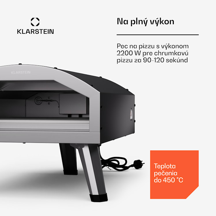 Klarstein LaFiamma Pec na pizzu určená na vonkajšie použitie, Dvojité ohrevné telesá, 2200 W až do 450 °C 