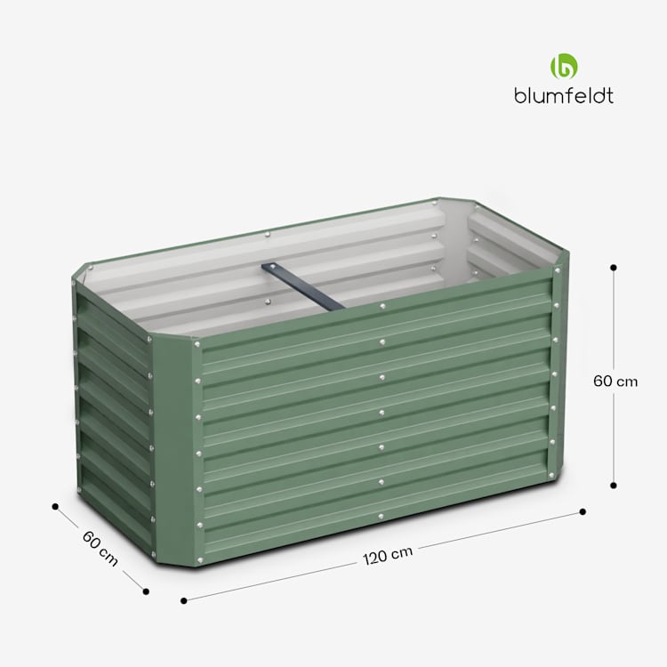 High Grow Straight Hochbeet 120x60x60cm Stahl-Wellblech einfacher Aufbau rost- und frostsicher 60 x 60 x 120 cm | Dunkles Moosgrün