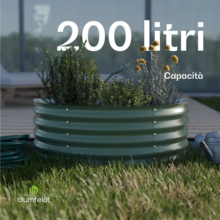 High Grow Half Circle - Aiuola rialzata da 105 x 43 x 60 cm, in lamiera d'acciaio ondulata, facile da montare, resistente alla ruggine e al gelo Muschio scuro