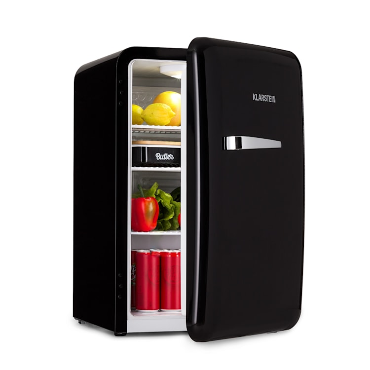 Audrey Retro-Kühlschrank 70 Liter 3 Regale 2 Türfächer Innenbeleuchtung 70 Ltr | Schwarz