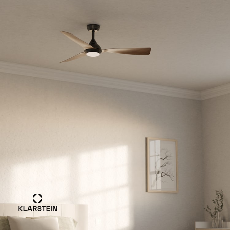 Fiji Flow - Ventilatore a soffitto 2 in 1, 132 cm, LED, telecomando, controllo con app, 2 sensi di rotazione, dimmerabile Noce