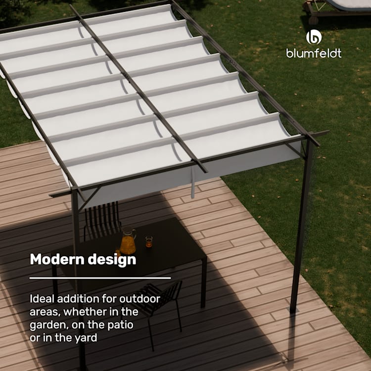 Blumfeldt Pantheon Robust pergola 3x4m weather-resistant powder-coated steel 3 x 4 m | Without side walls | Beige