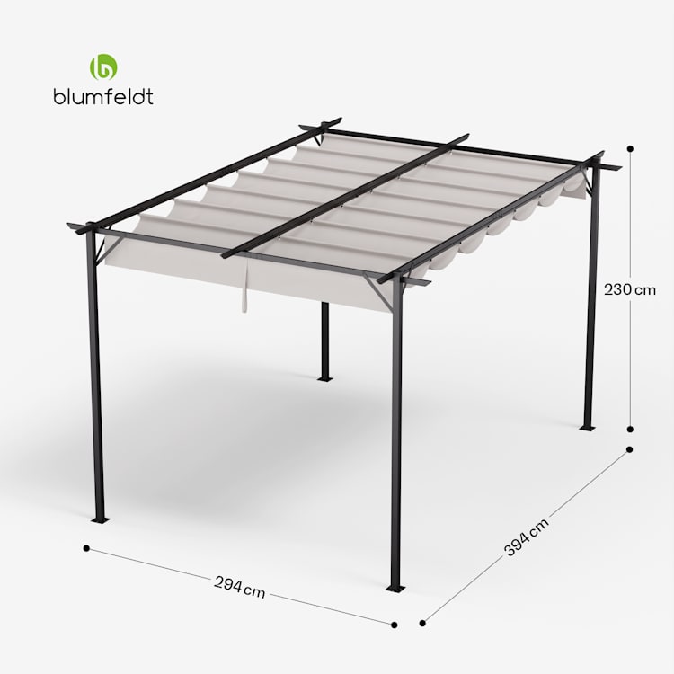 Blumfeldt Pantheon Robust - Pergola, 3x4m, in acciaio verniciato a polvere, resistente agli agenti atmosferici 3 x 4 m | Senza pareti laterali | Beige