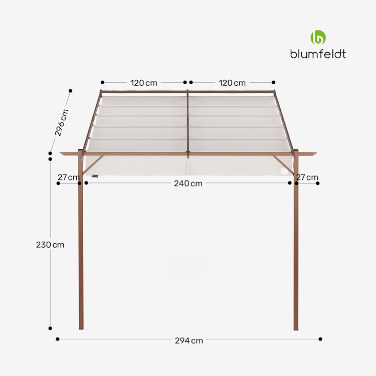 Blumfeldt Pantheon Wall Pergola 3x3m wandmontiert wetterfest Stahl pulverbeschichtet 3 x 3 m | Sand