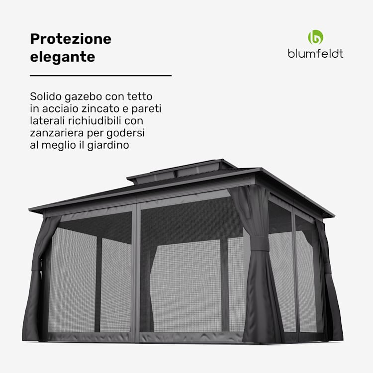 Il gazebo ShadeFortress da 4x3 m in acciaio zincato protegge dal sole, dalla pioggia e dal vento 3 x 4 m