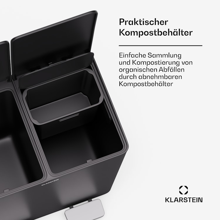 EcoVista Mülleimer mit Kompostbehälter Abfalleimer 40 Liter + 3L Kompostbehälter Soft-Close 