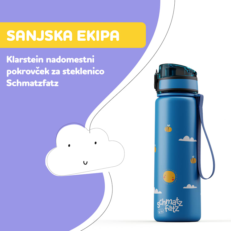 schmatzfatz nadomestni pokrovček, gumb, silikonska slamica, za 500ml steklenico Blue Bees