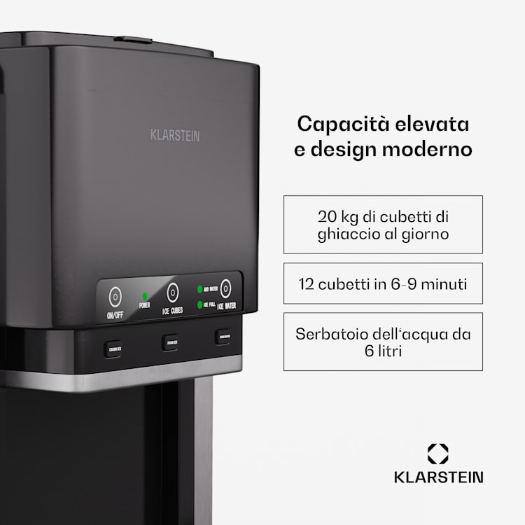 ArcticBlend 3in1 Fabbricatore di ghiaccio | 20 kg/24h | Ghiaccio a forma cilindrica | Ghiaccio tritato | Erogatore d'acqua 