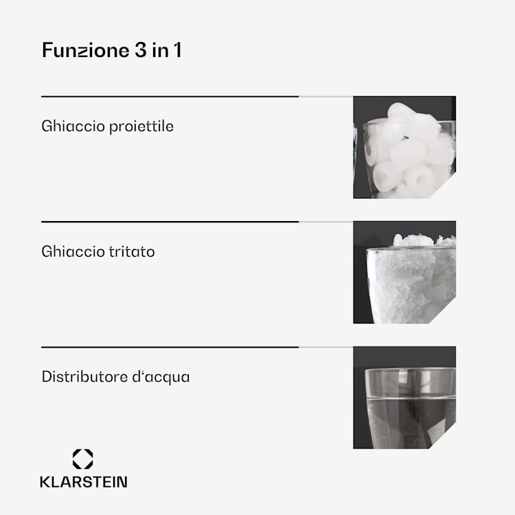 ArcticBlend 3in1 Fabbricatore di ghiaccio | 20 kg/24h | Ghiaccio a forma cilindrica | Ghiaccio tritato | Erogatore d'acqua 