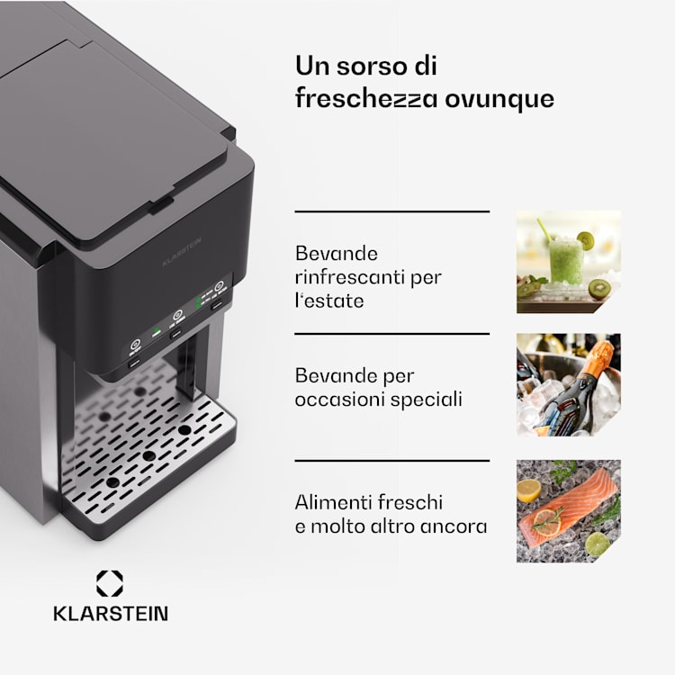 ArcticBlend 3in1 Fabbricatore di ghiaccio | 20 kg/24h | Ghiaccio a forma cilindrica | Ghiaccio tritato | Erogatore d'acqua 